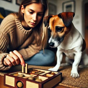 cane che fa un puzzle